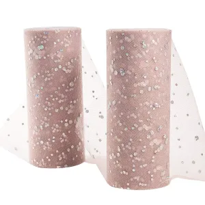 2 Rolls Glitter Sequin Tulle Netting Fabric Tulle 6 by 25 Yard for Wedding Party Decoration, Tutu Skirts Sewing Crafting - Silver