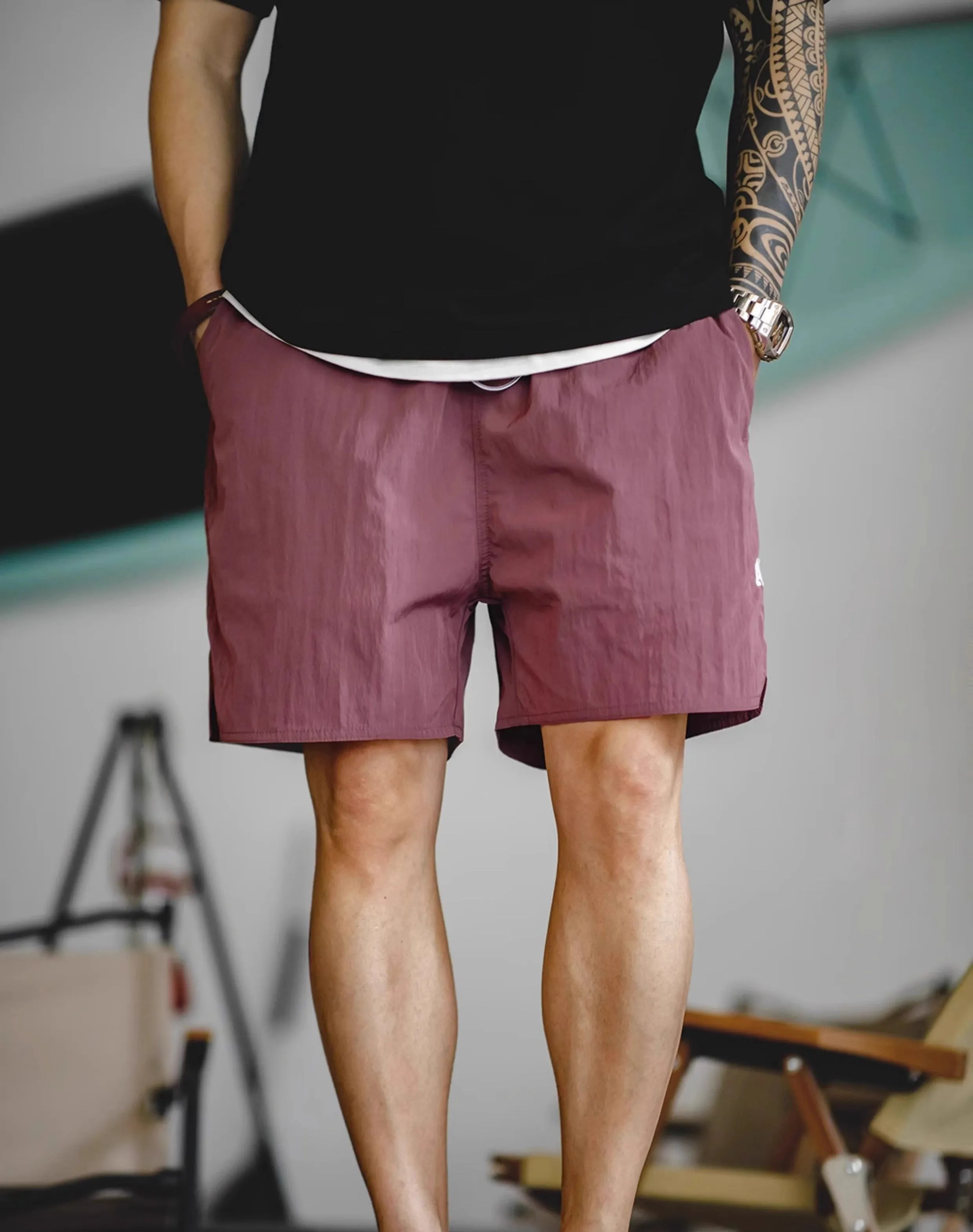 American Retro ARMY Sports Thin Letter Embroidered Men's Shorts