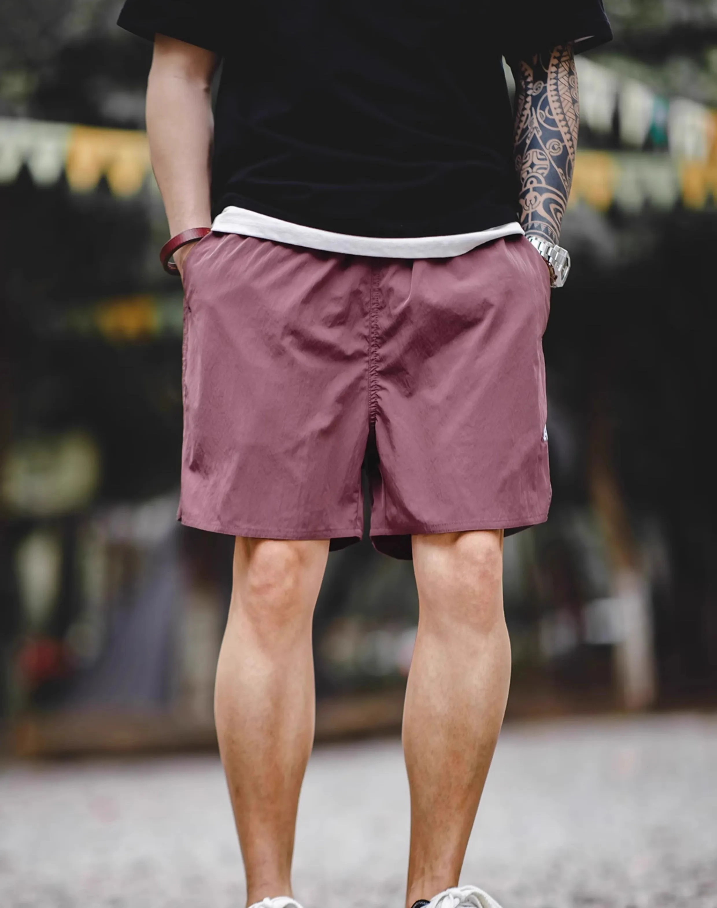 American Retro ARMY Sports Thin Letter Embroidered Men's Shorts