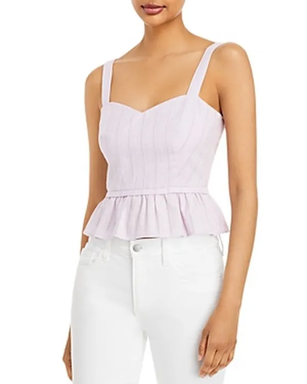 Aqua Tonal Stripe Peplum Top