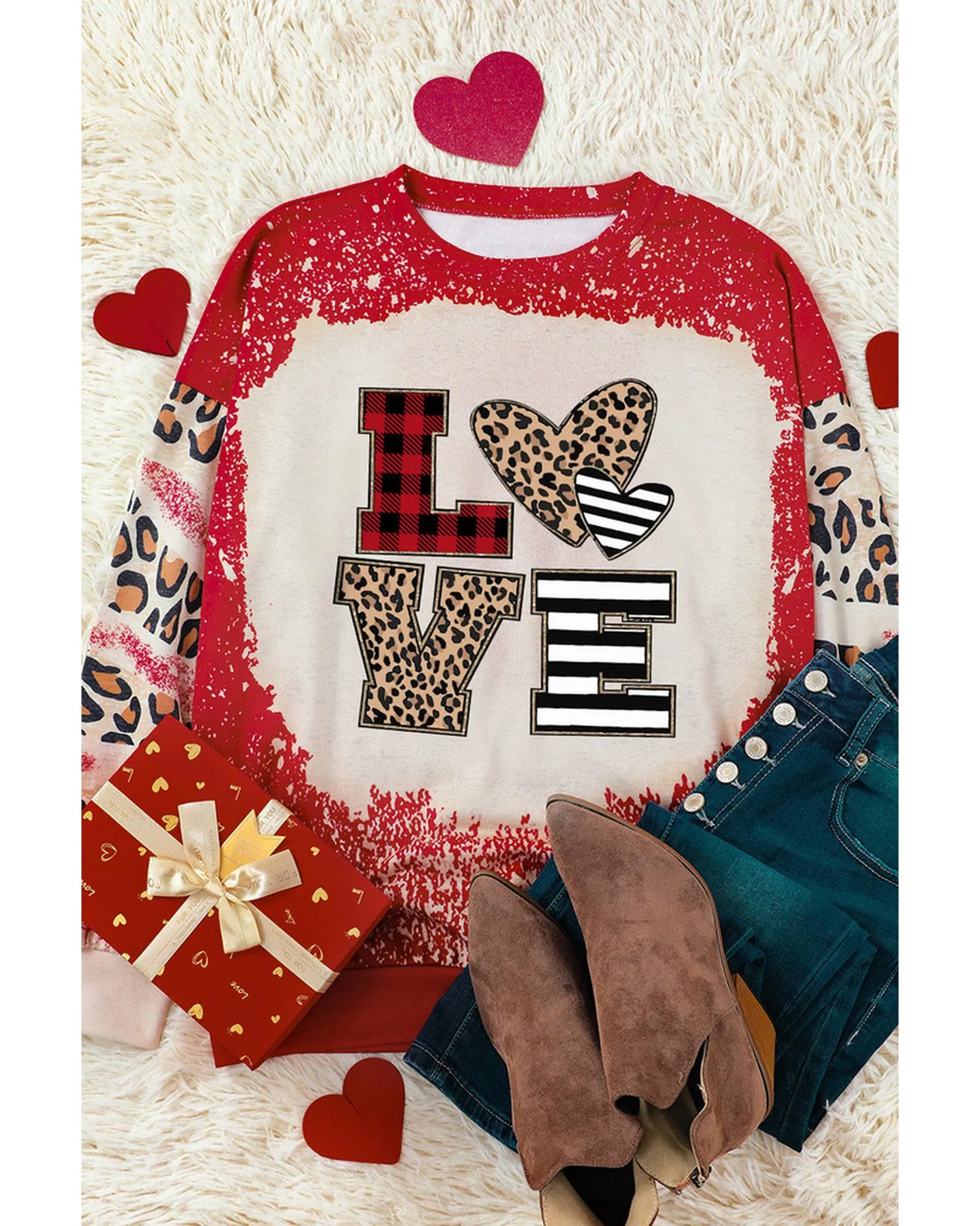 Azura Exchange Leopard LOVE Element Sweatshirt - XL