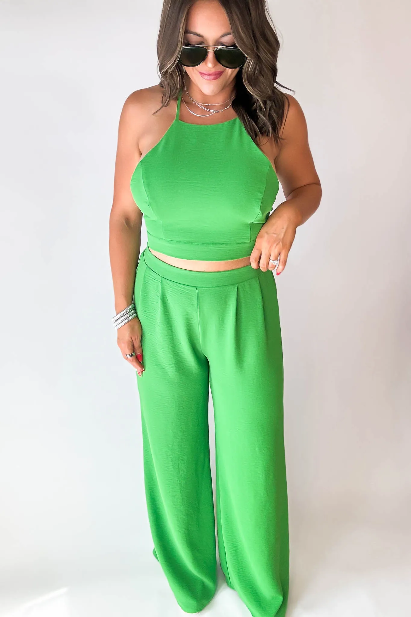 Back Gucci Green Criss-Cross Airflow Top