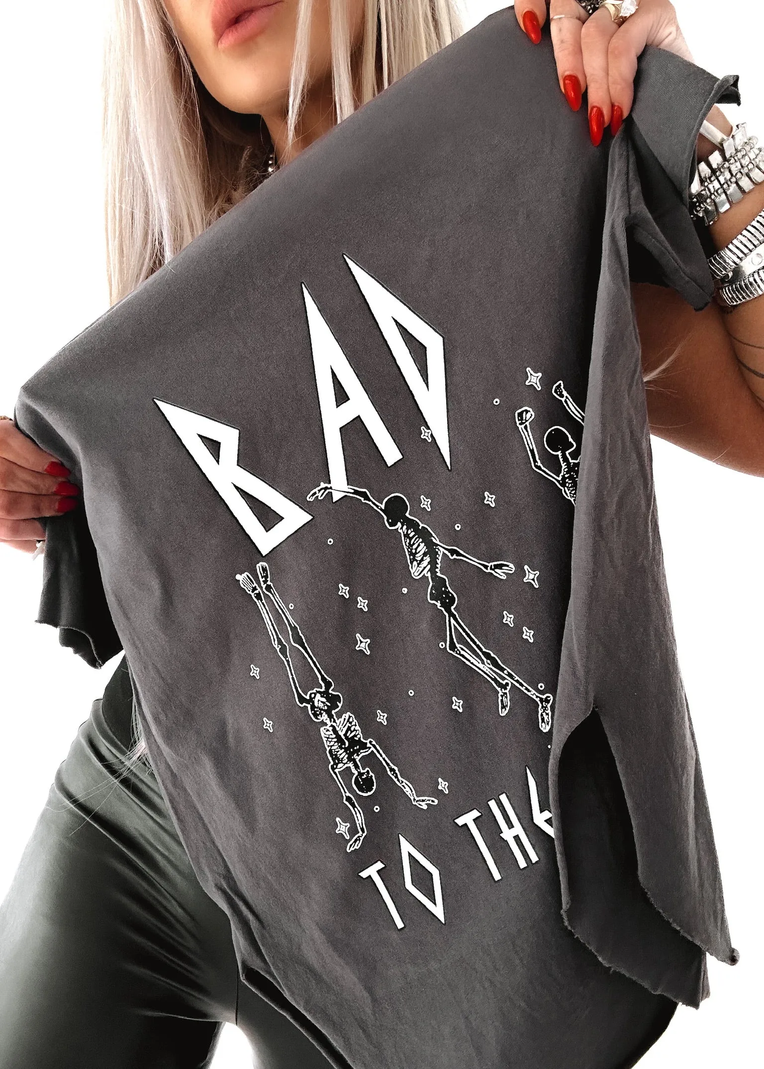 BAD TO THE BONE SIDE SLIT TEE