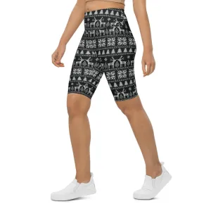 B&W Ugly Christmas Bike Shorts