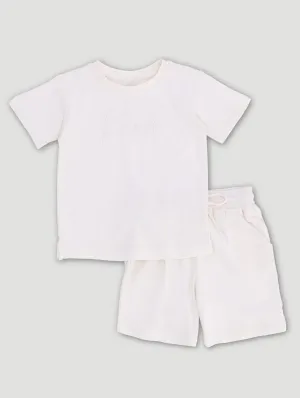 Boys Short Sleeve Textured Tee & Shorts Set