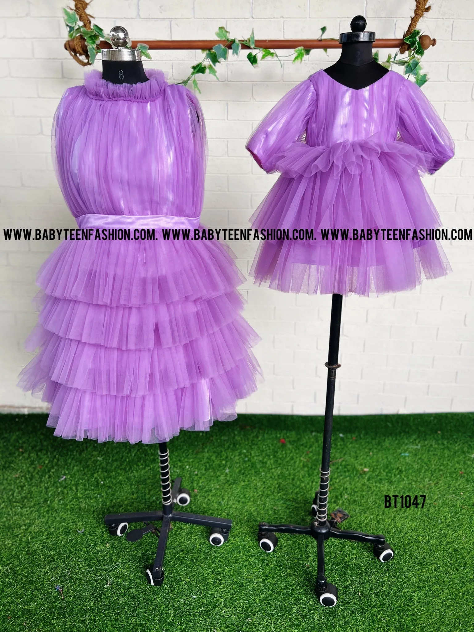 BT1047 Lavender Layers: Playful Mother-Child Ensemble