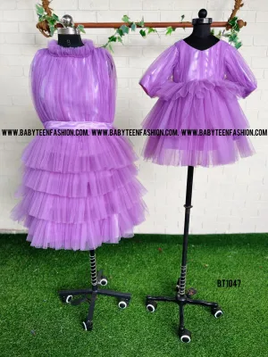 BT1047 Lavender Layers: Playful Mother-Child Ensemble