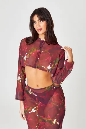 Burgundy Floral  Blouse