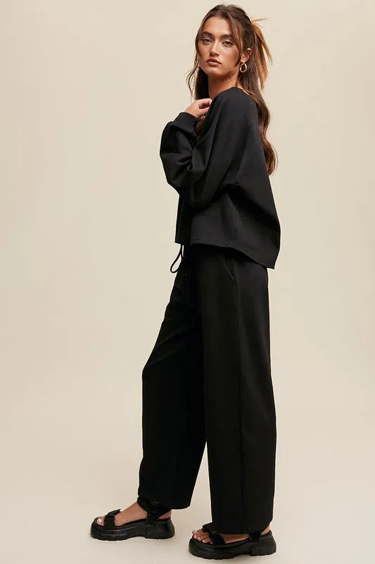 Casual Comfort V-neck Sweatshirt and Pants Lounge Set