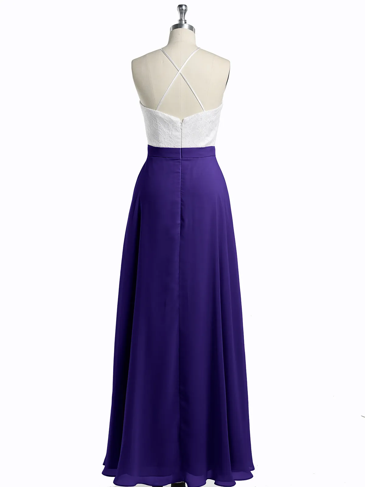 Chiffon Long Dresses with Ivory Lace Bodice-Regency Plus Size