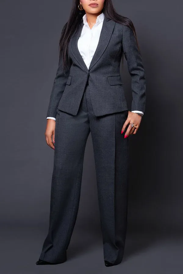 Classic  Solid Button Up Blouse