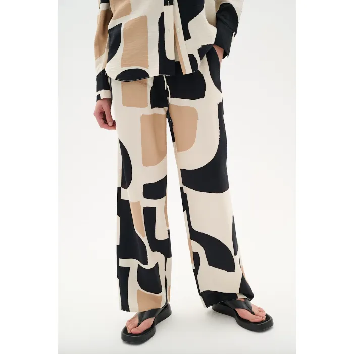 CominoIW Wide Leg Trousers Camel/Black
