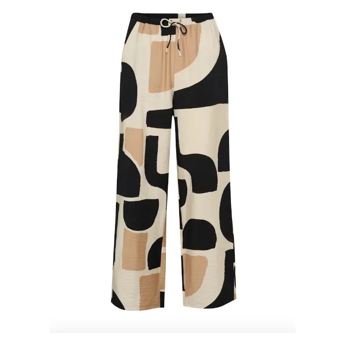 CominoIW Wide Leg Trousers Camel/Black