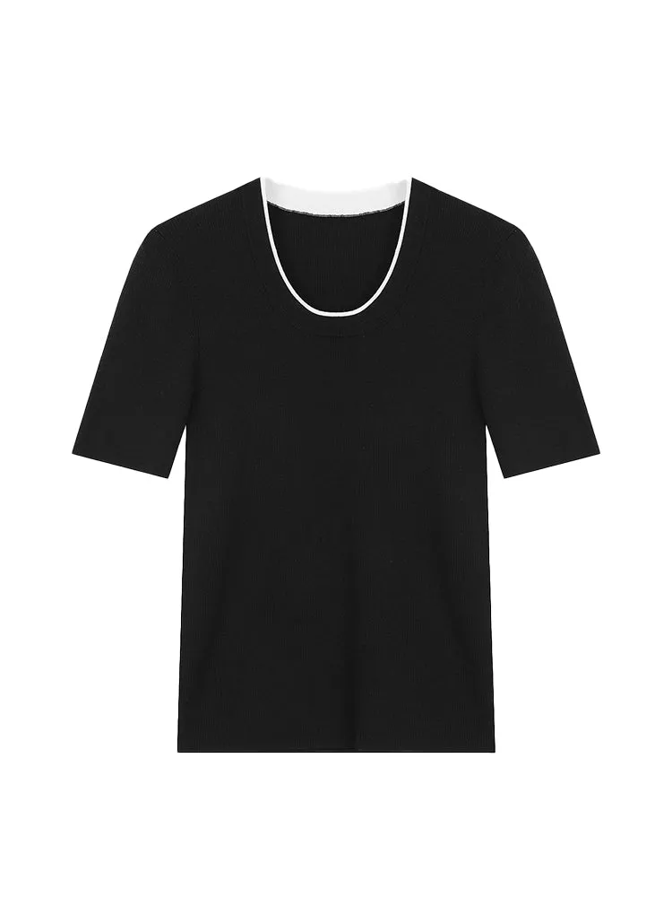 Contrast Chic Simple T-Shirt