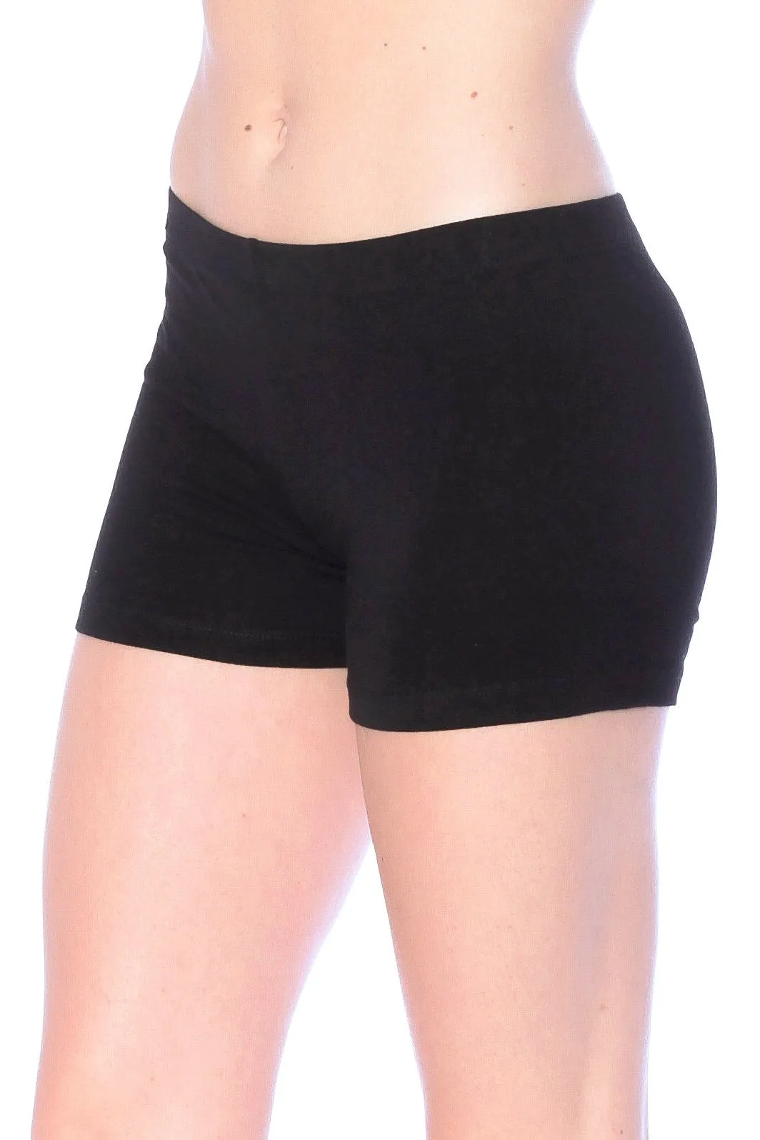 Cotton Blend Elastic Waist Band Legging Shorts (Large, Beige )