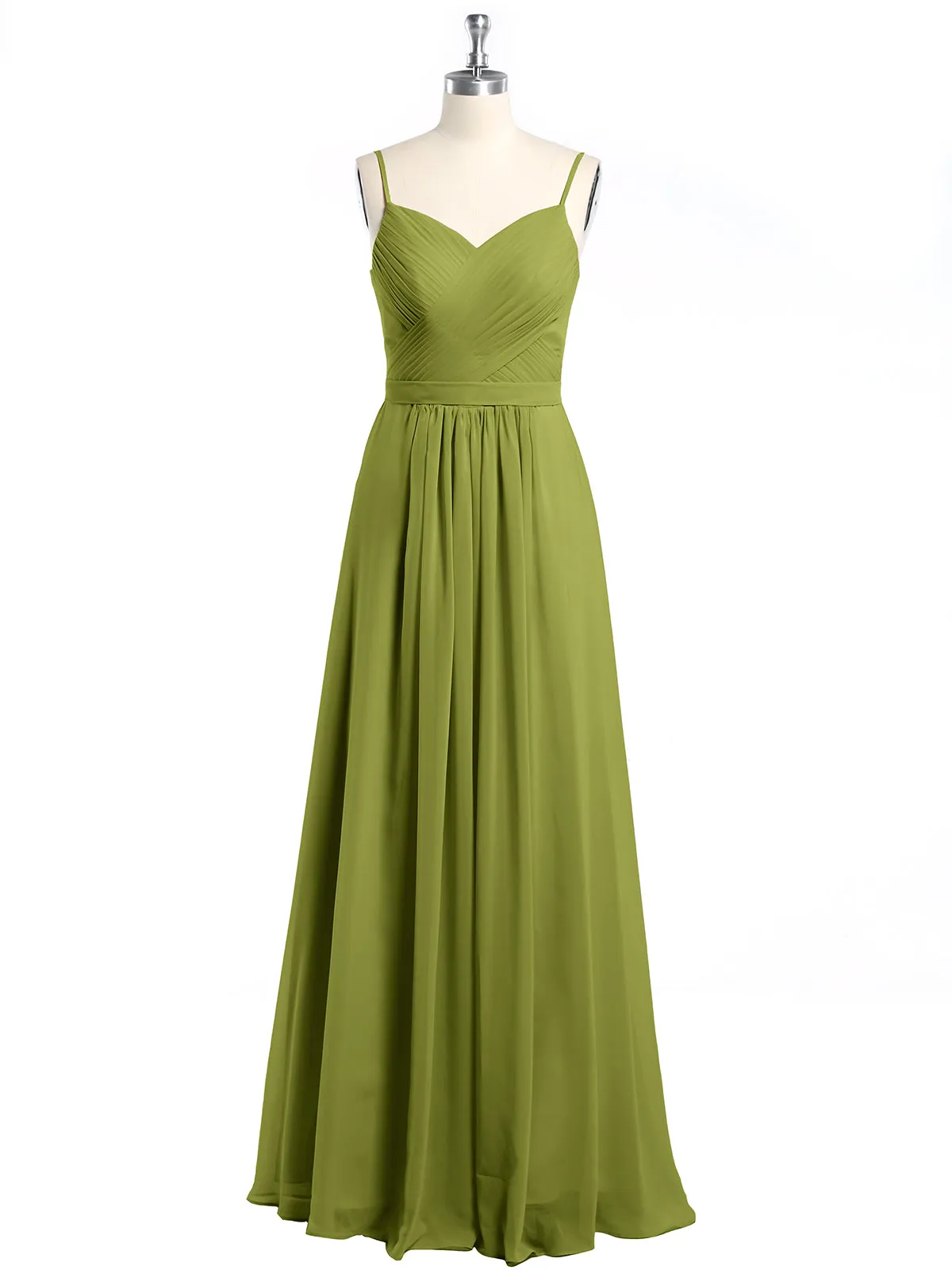 Cross Pleated Bodice Spaghetti Strap Dresses Clover