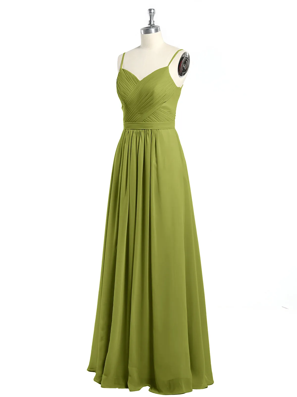 Cross Pleated Bodice Spaghetti Strap Dresses Clover
