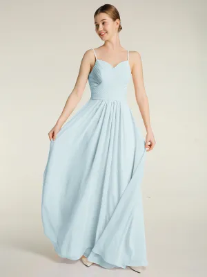 Cross Pleated Bodice Spaghetti Strap Dresses Mist Plus Size
