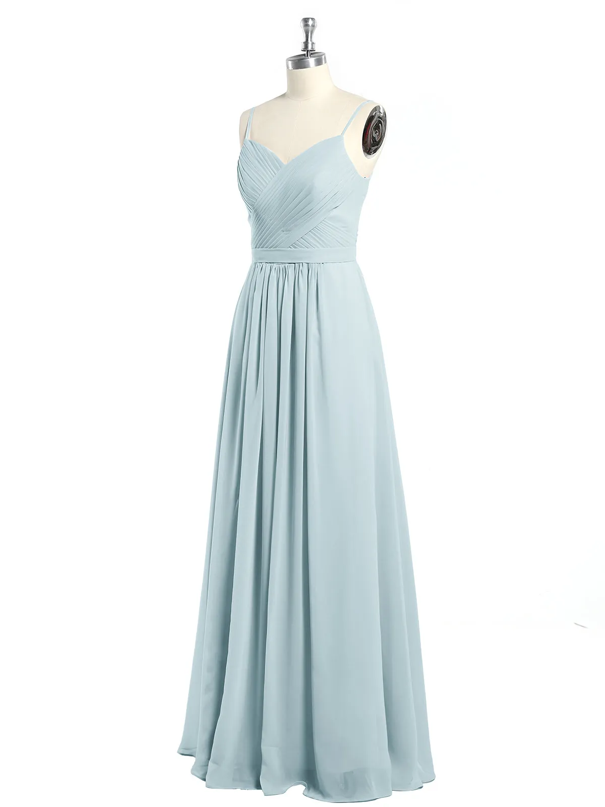 Cross Pleated Bodice Spaghetti Strap Dresses Mist Plus Size