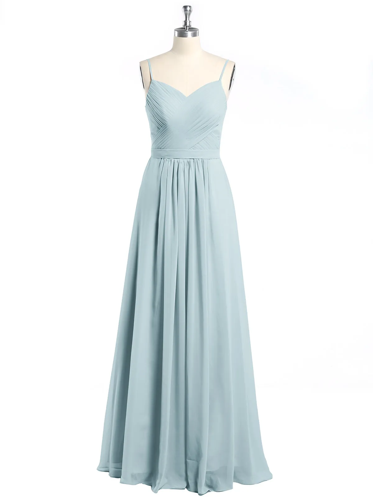 Cross Pleated Bodice Spaghetti Strap Dresses Mist Plus Size