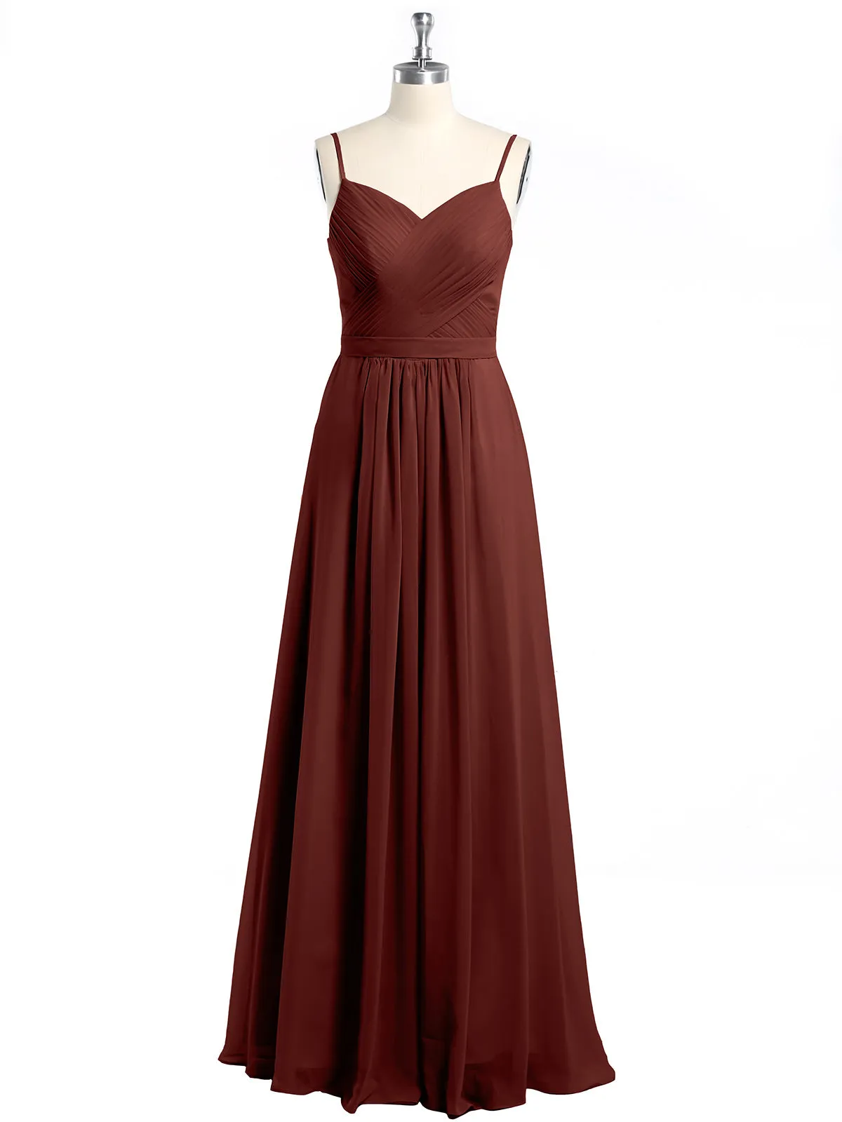Cross Pleated Bodice Spaghetti Strap Dresses Terracotta