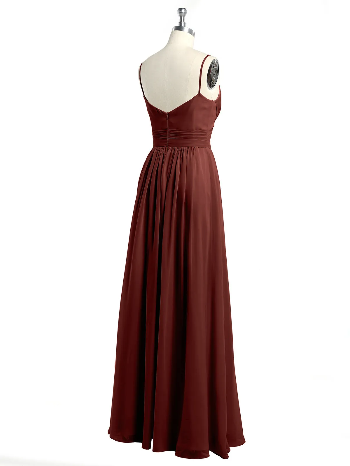 Cross Pleated Bodice Spaghetti Strap Dresses Terracotta