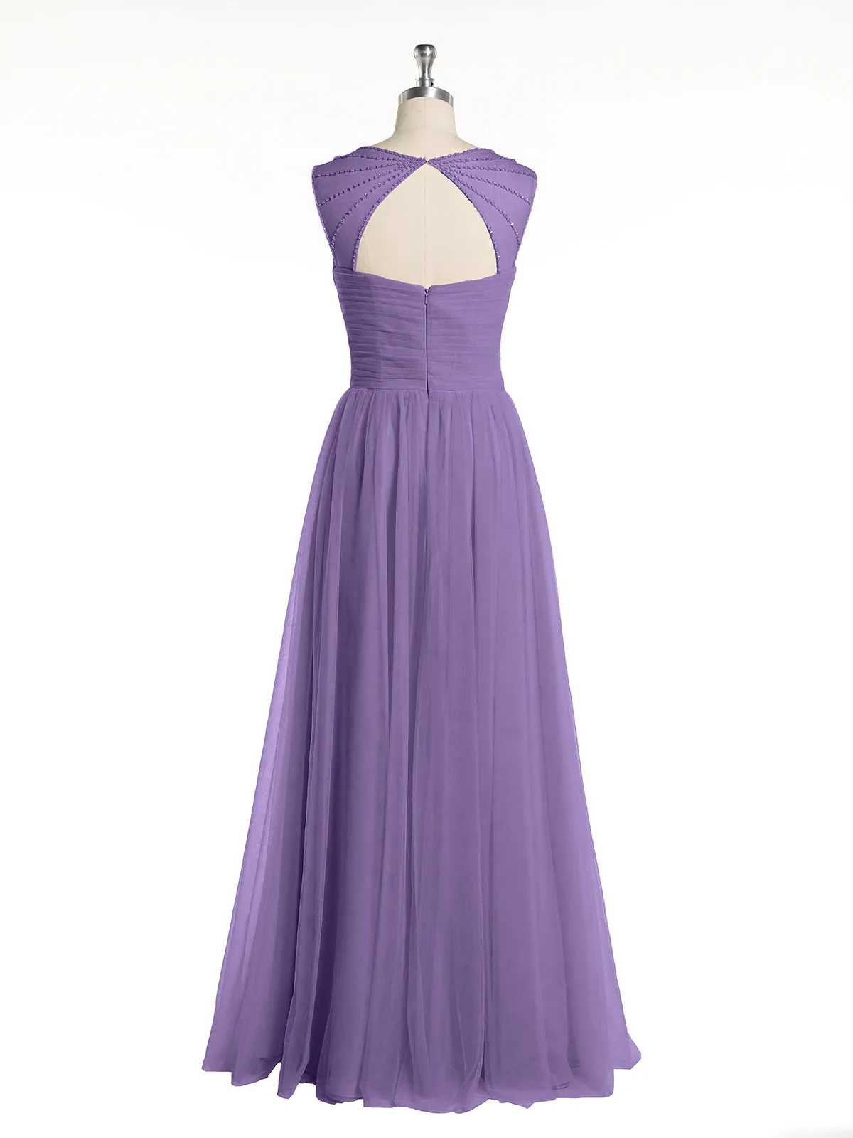 Cross-Pleated Tulle Long Dresses with Beaded Straps Tahiti Plus Size