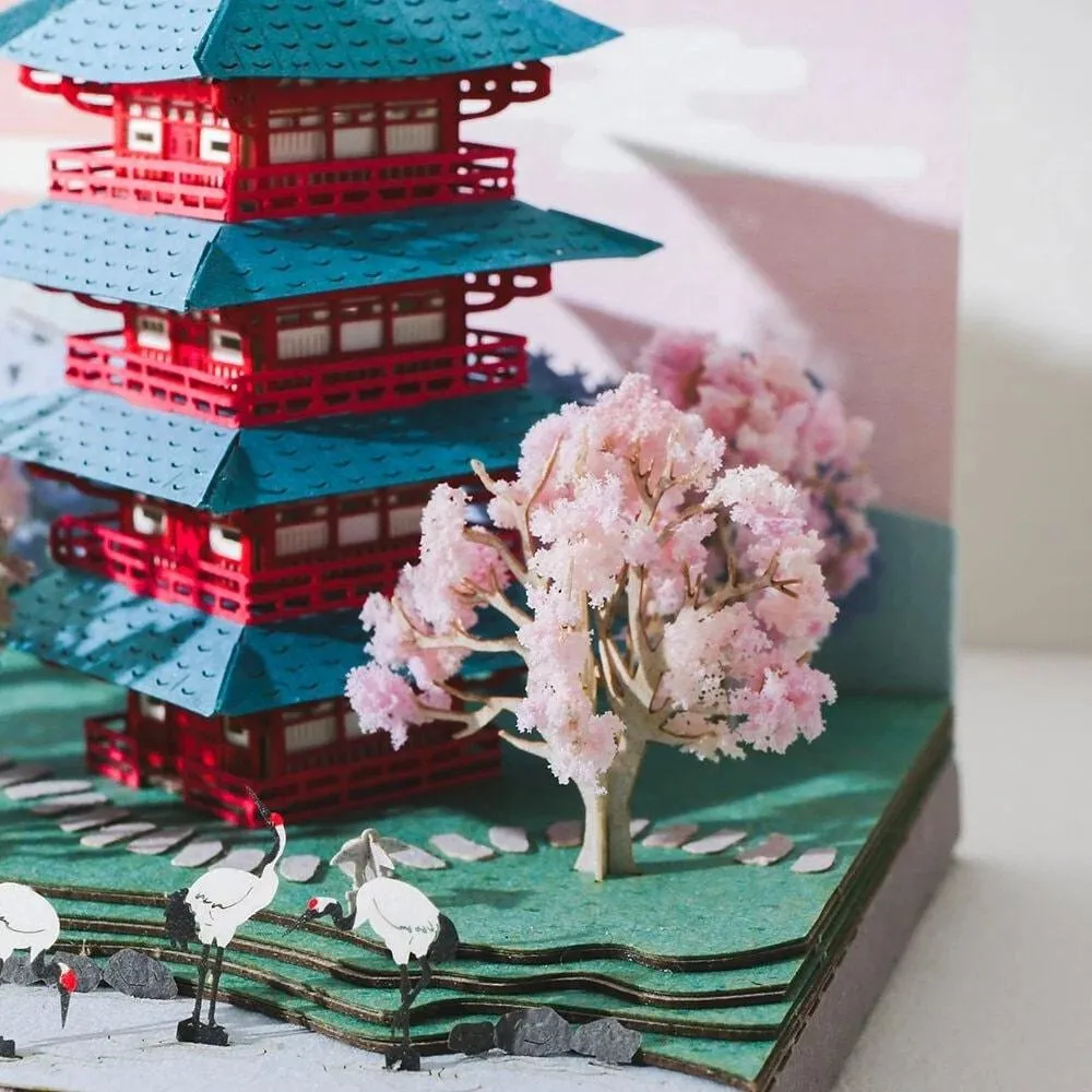DIY Paper Craft Kit 3D Paper Crafts Mount Fuji Landscape 3D Origami Kits Paper Cut Best Birthday Gifts Creative Gift Ideas Return Gifts