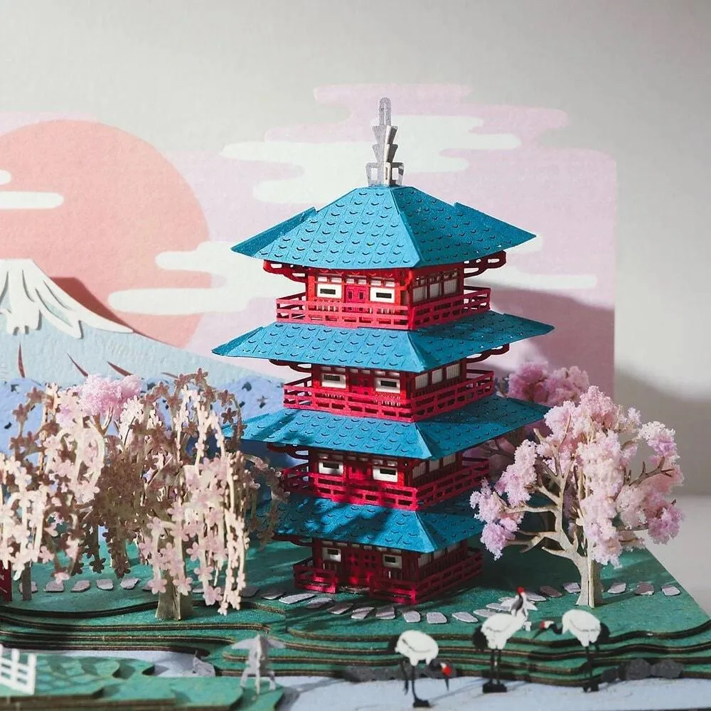 DIY Paper Craft Kit 3D Paper Crafts Mount Fuji Landscape 3D Origami Kits Paper Cut Best Birthday Gifts Creative Gift Ideas Return Gifts