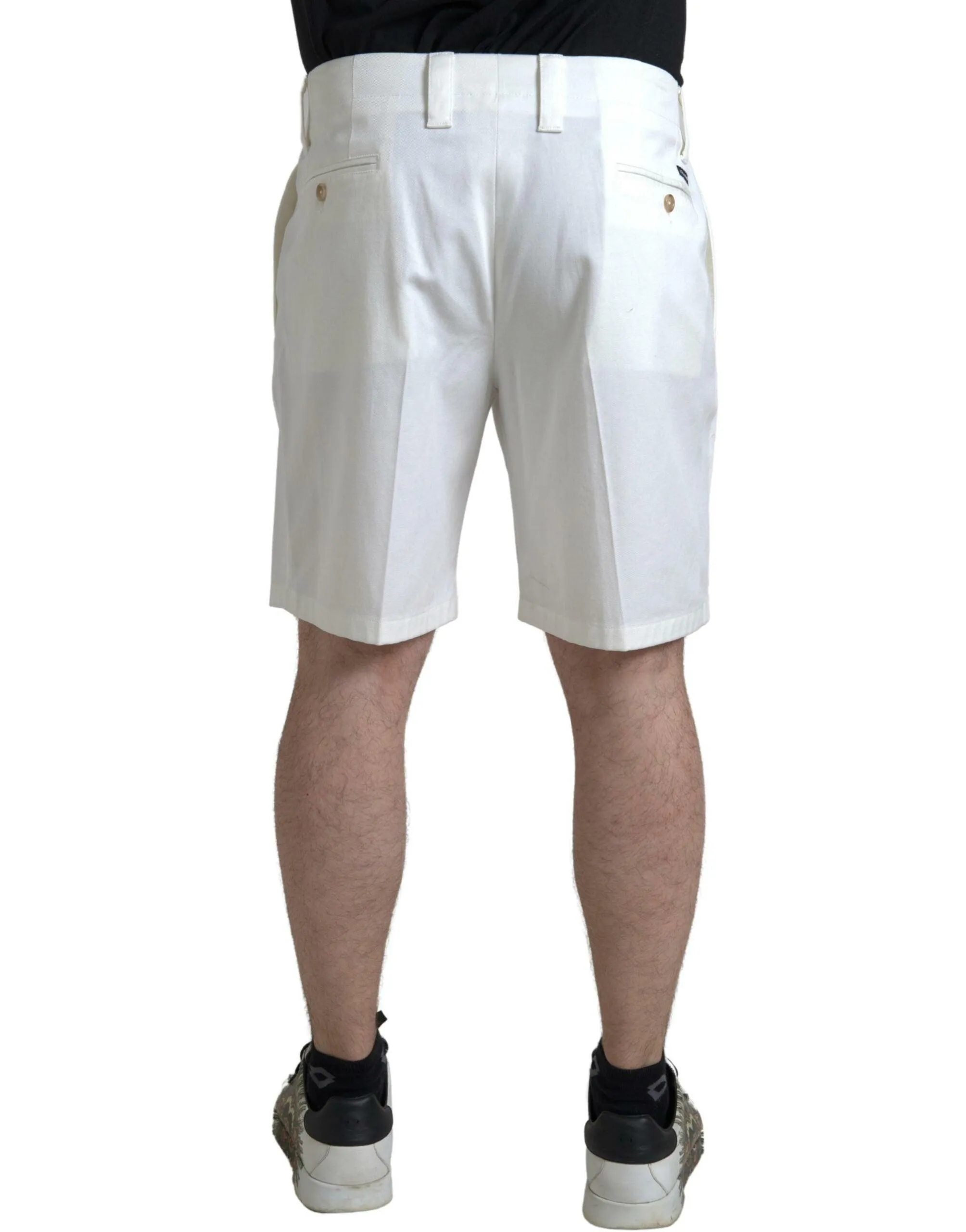Dolce & Gabbana Hvid Bomuld Herre Bermuda Denim Shorts