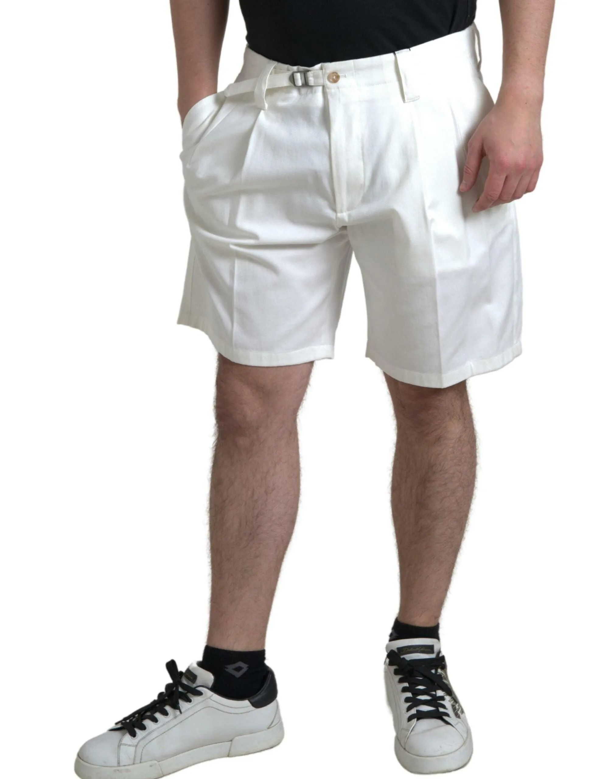 Dolce & Gabbana Hvid Bomuld Herre Bermuda Denim Shorts