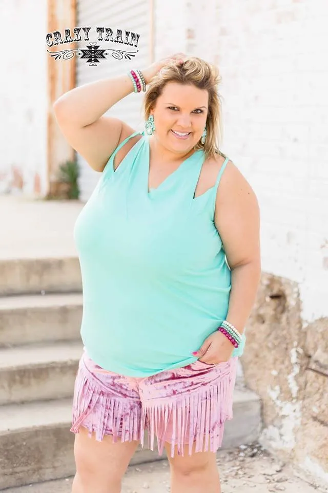 Dusty Pink Girl's Best Fringe Velvet Shorts