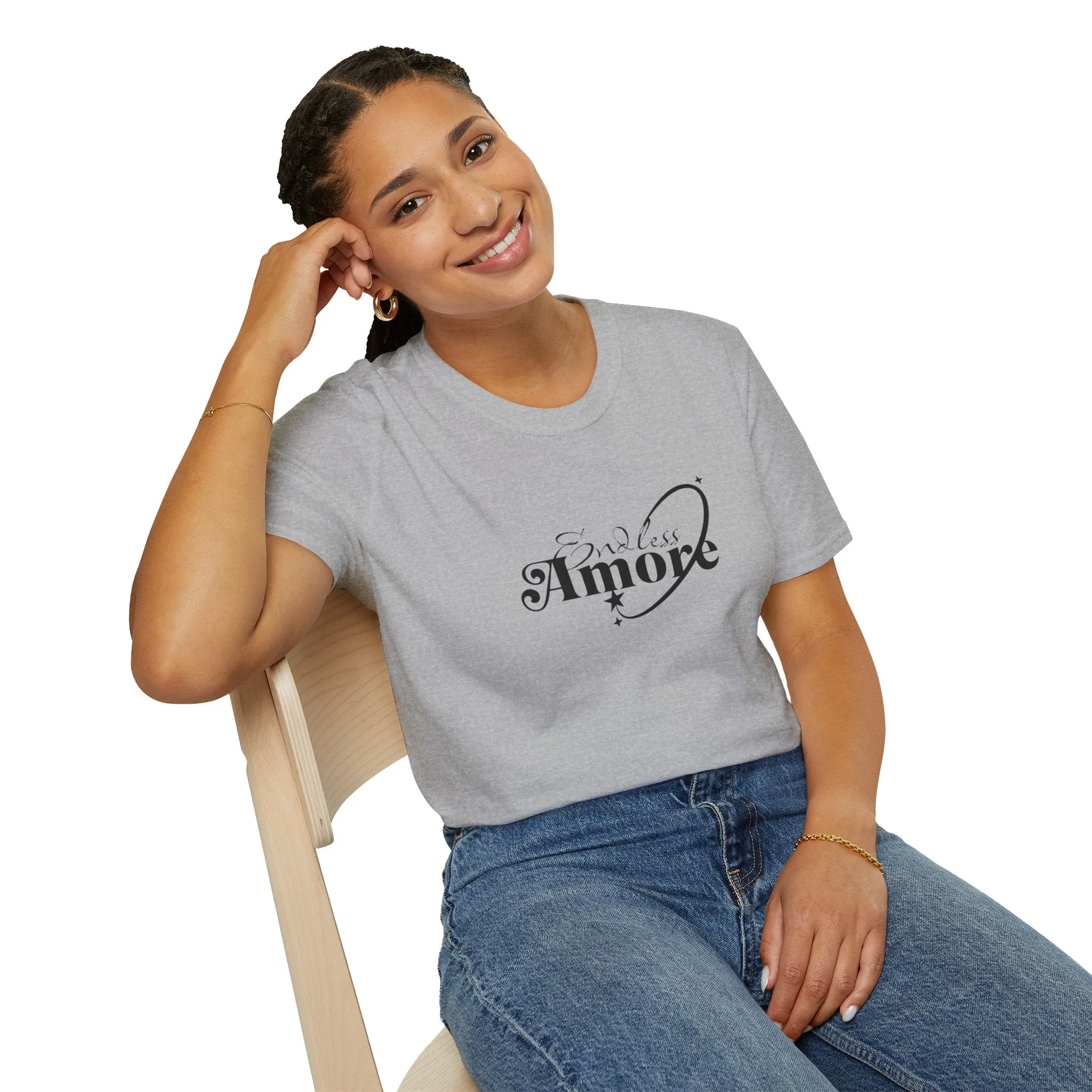 Endless Amore Women's Tee - Soft Beige Speckled Cotton T-Shirt