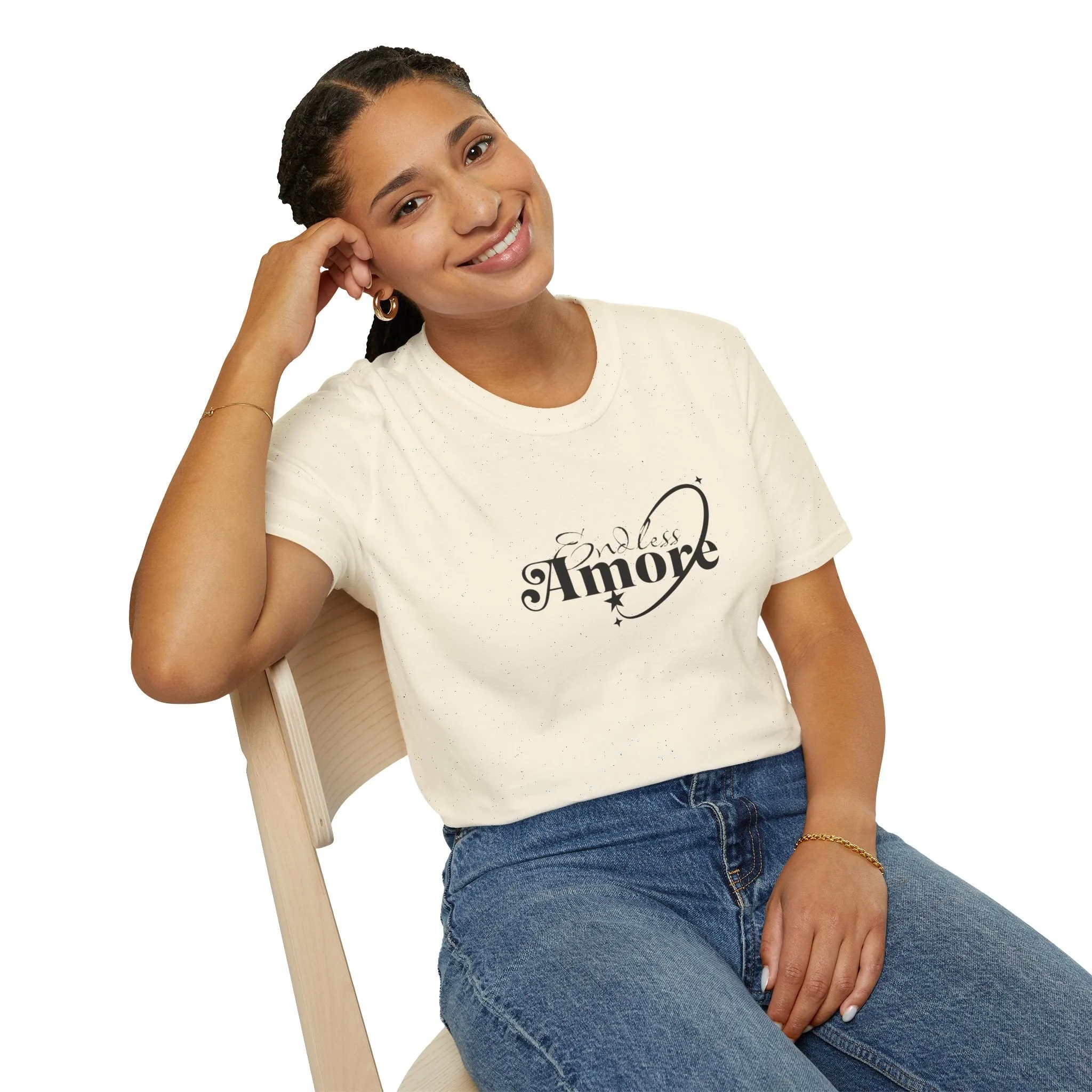 Endless Amore Women's Tee - Soft Beige Speckled Cotton T-Shirt