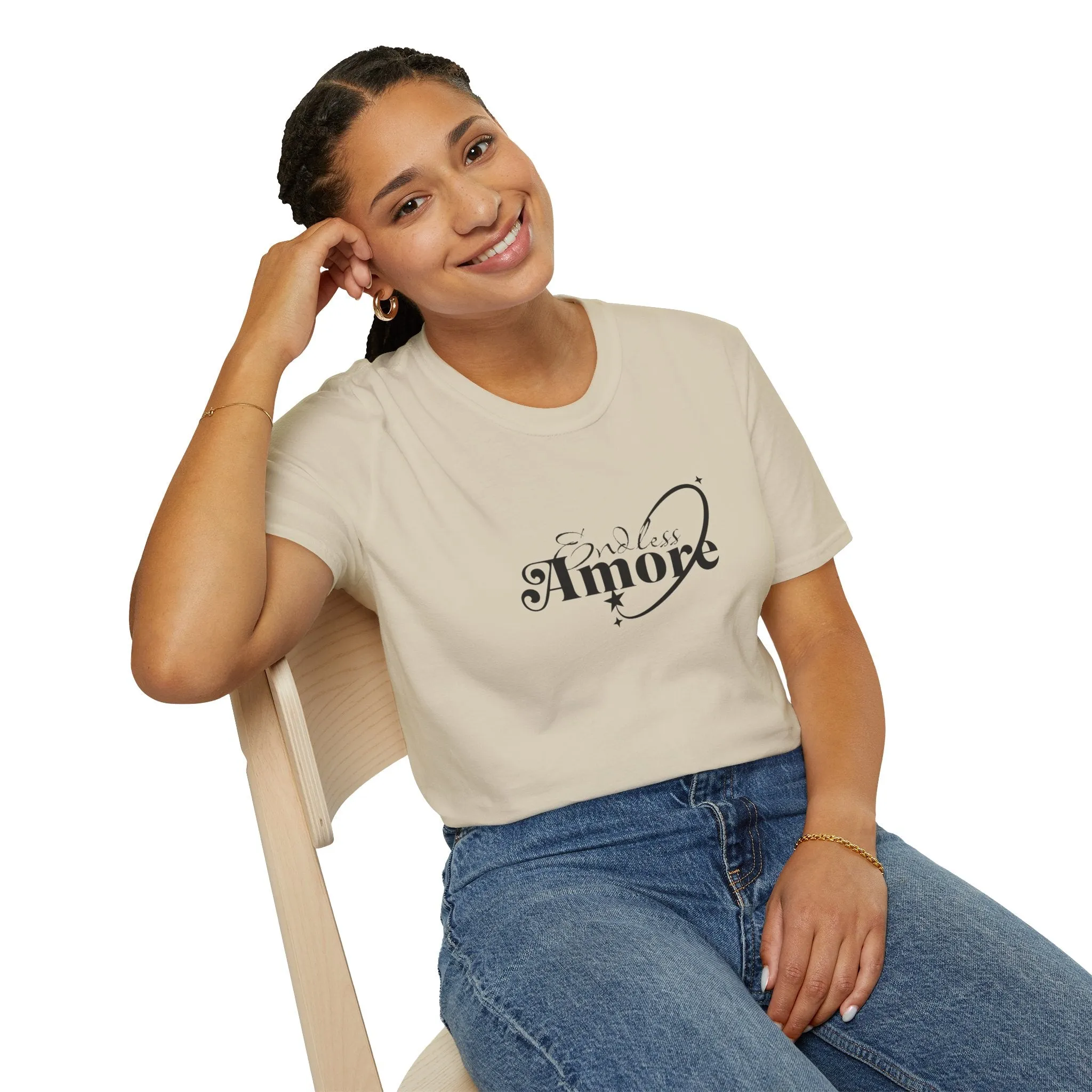 Endless Amore Women's Tee - Soft Beige Speckled Cotton T-Shirt