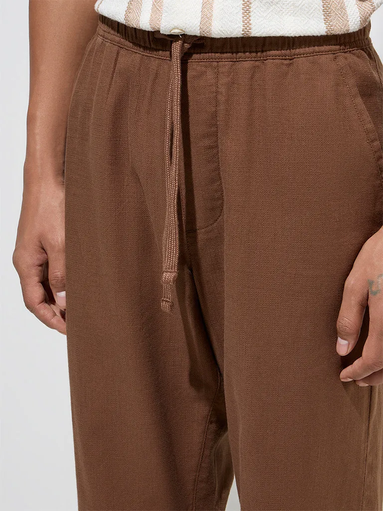 ETA Brown Mid-Rise Relaxed-Fit Cotton Pants