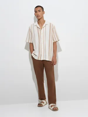 ETA Brown Mid-Rise Relaxed-Fit Cotton Pants