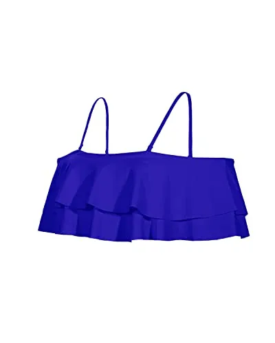 Fashionable Adjustable Bra Off Shoulder Swim Top-Royal Blue