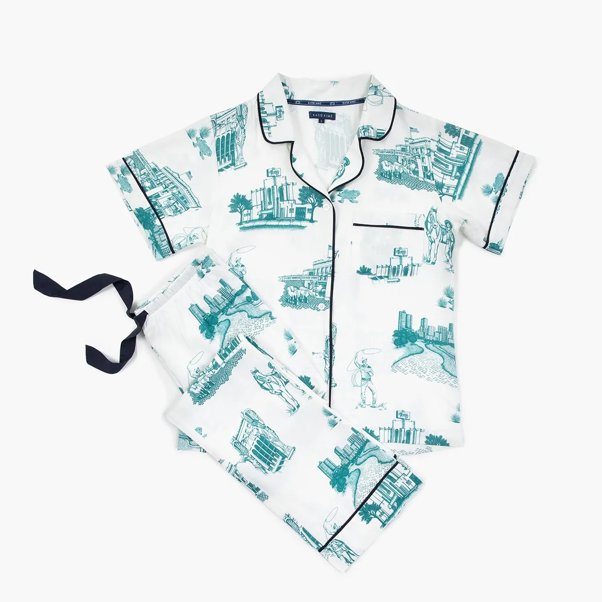 Fort Worth Toile Pine Short Sleeve/Pants Pajama Set