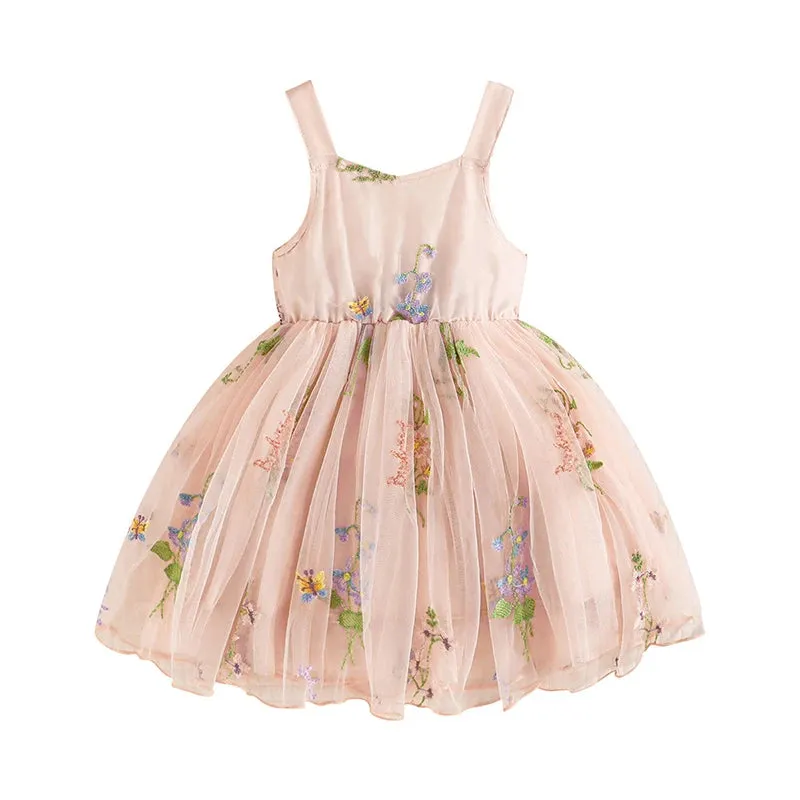 Girl Summer Dress Floral Bow Sleeveless Girls Clothes for Easter