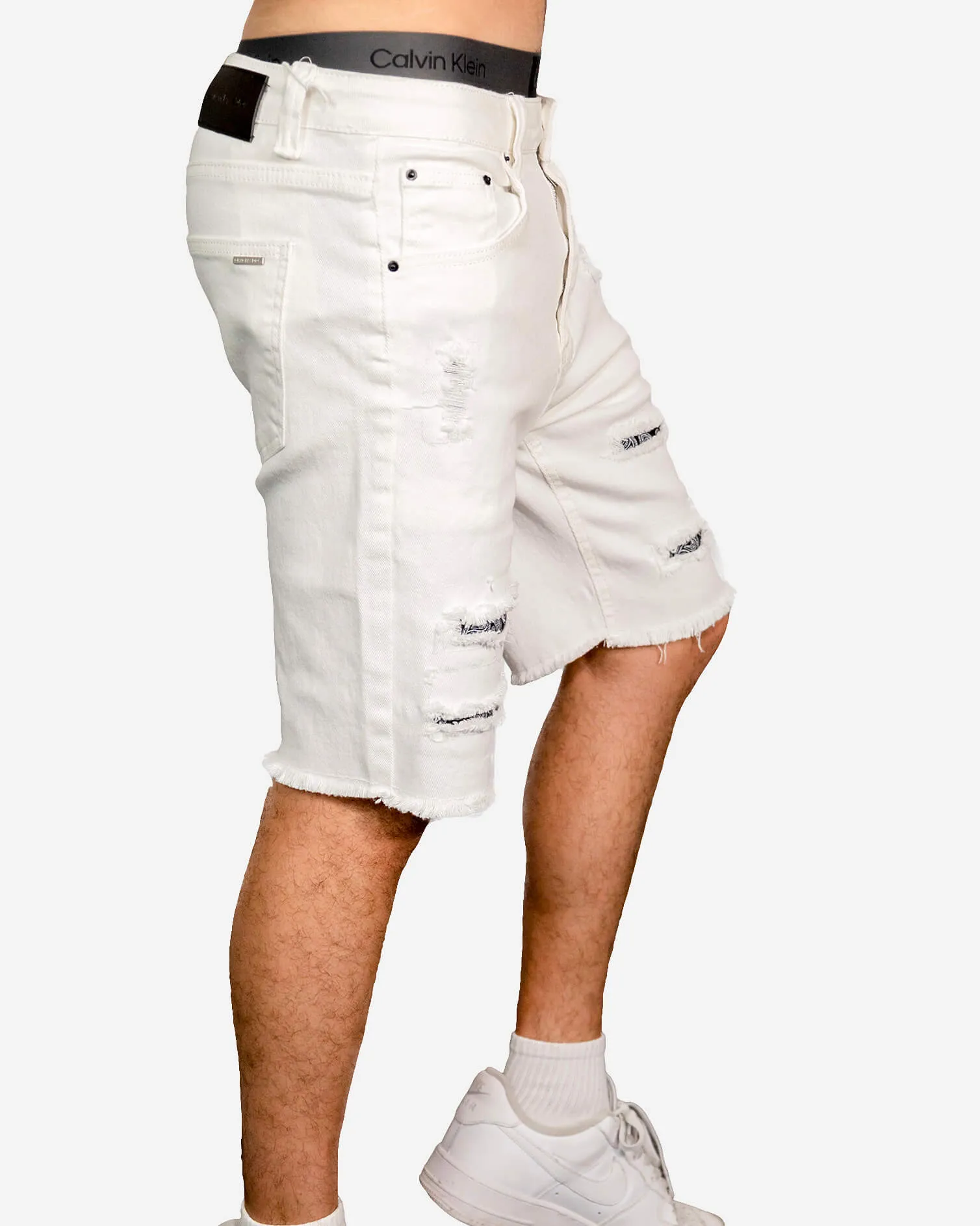 Gracias Dios White Ripped Bandana Shorts