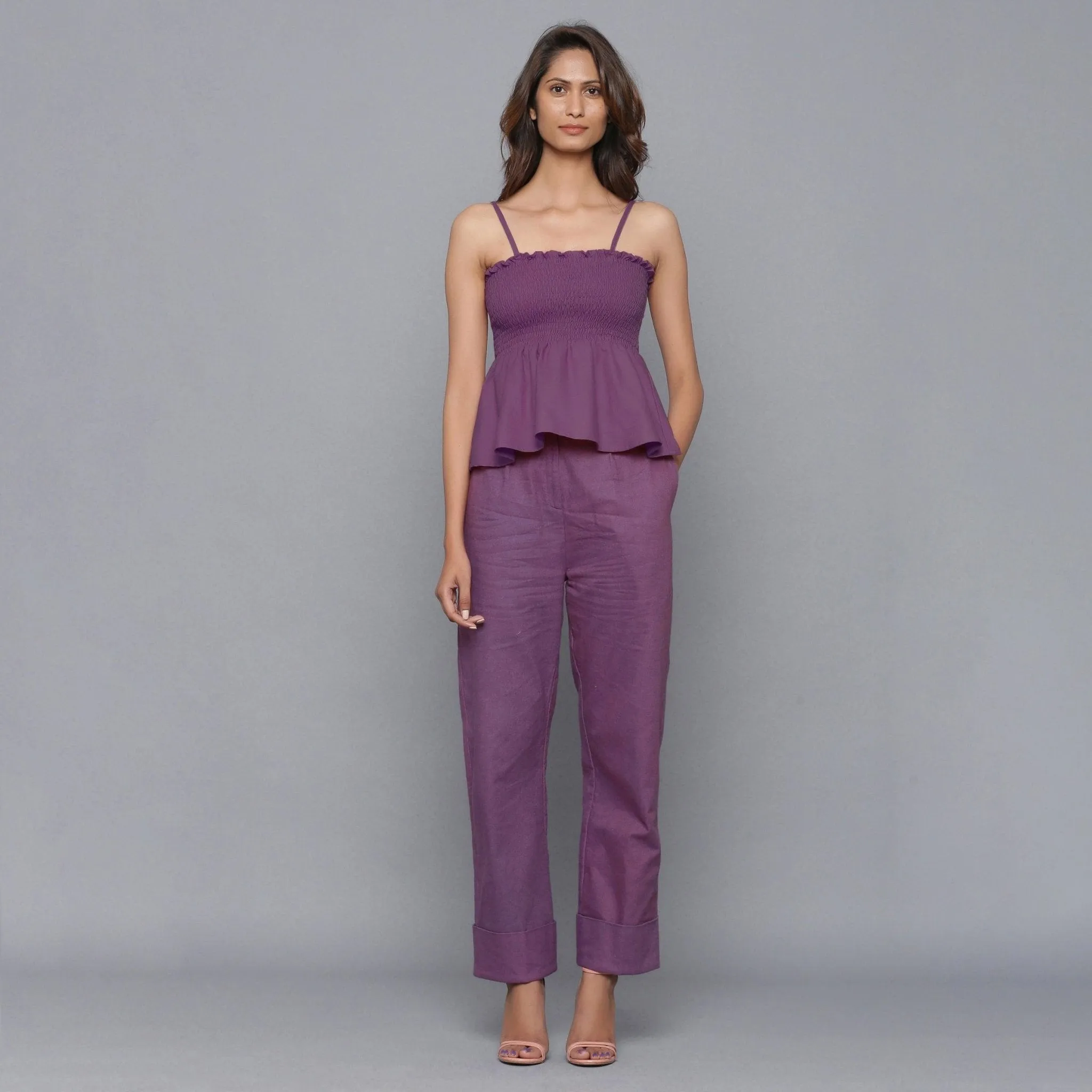 Grape Wine Warm Cotton Flannel Gathered Top