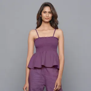 Grape Wine Warm Cotton Flannel Gathered Top