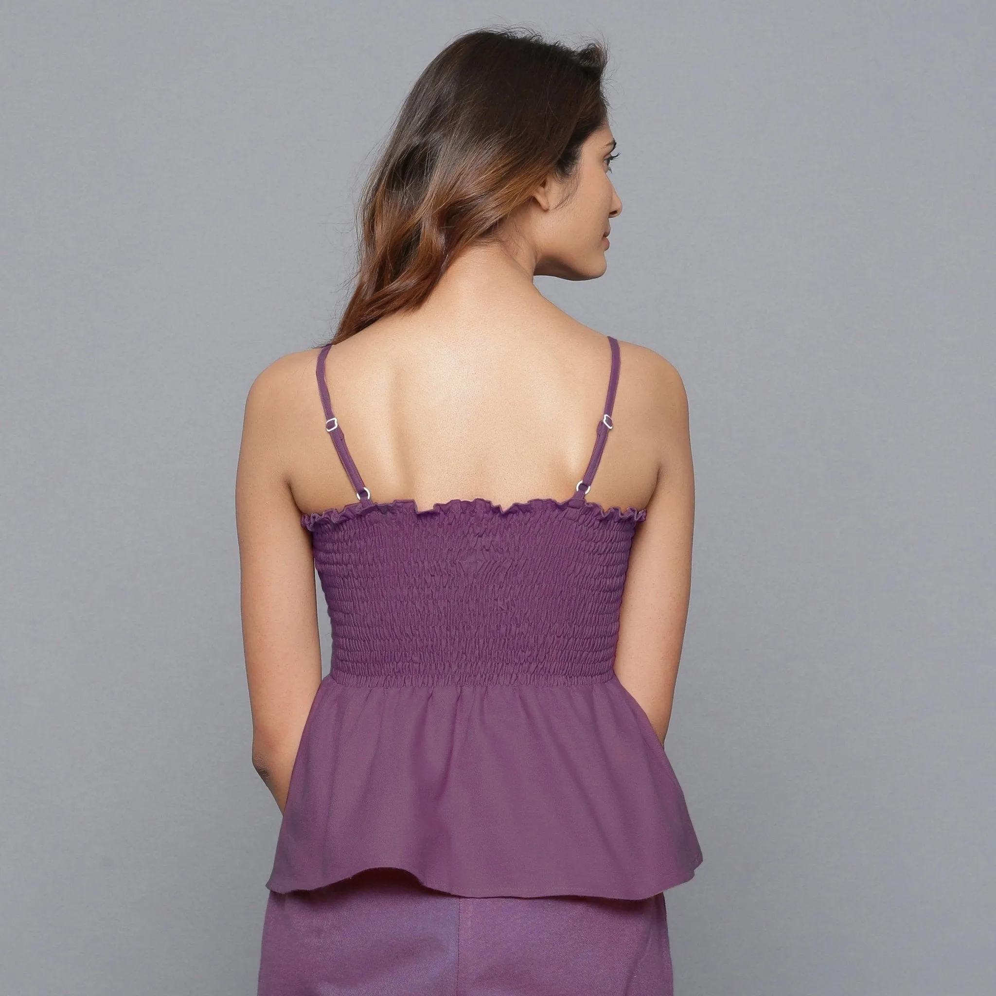 Grape Wine Warm Cotton Flannel Gathered Top