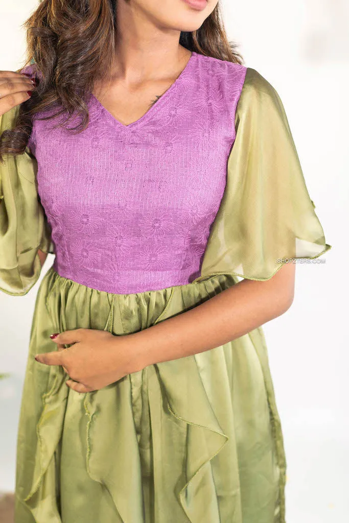 Green Sasha Georgette Maxi Dress