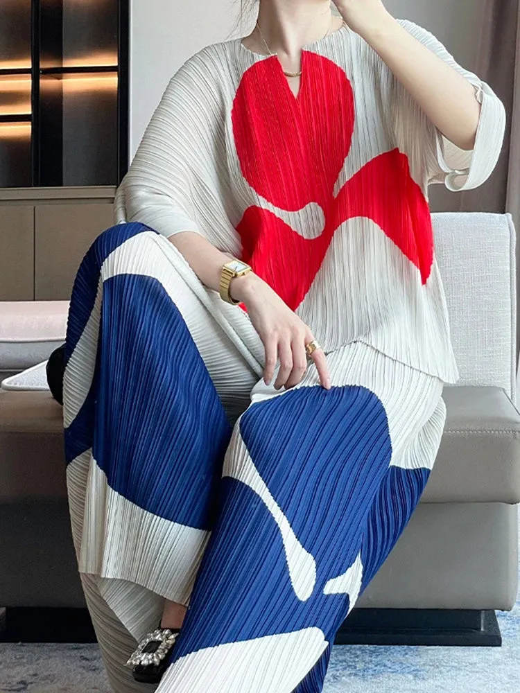 HEYFANCYSTYLE Japanese Kirei Pleated 2-Piece Set