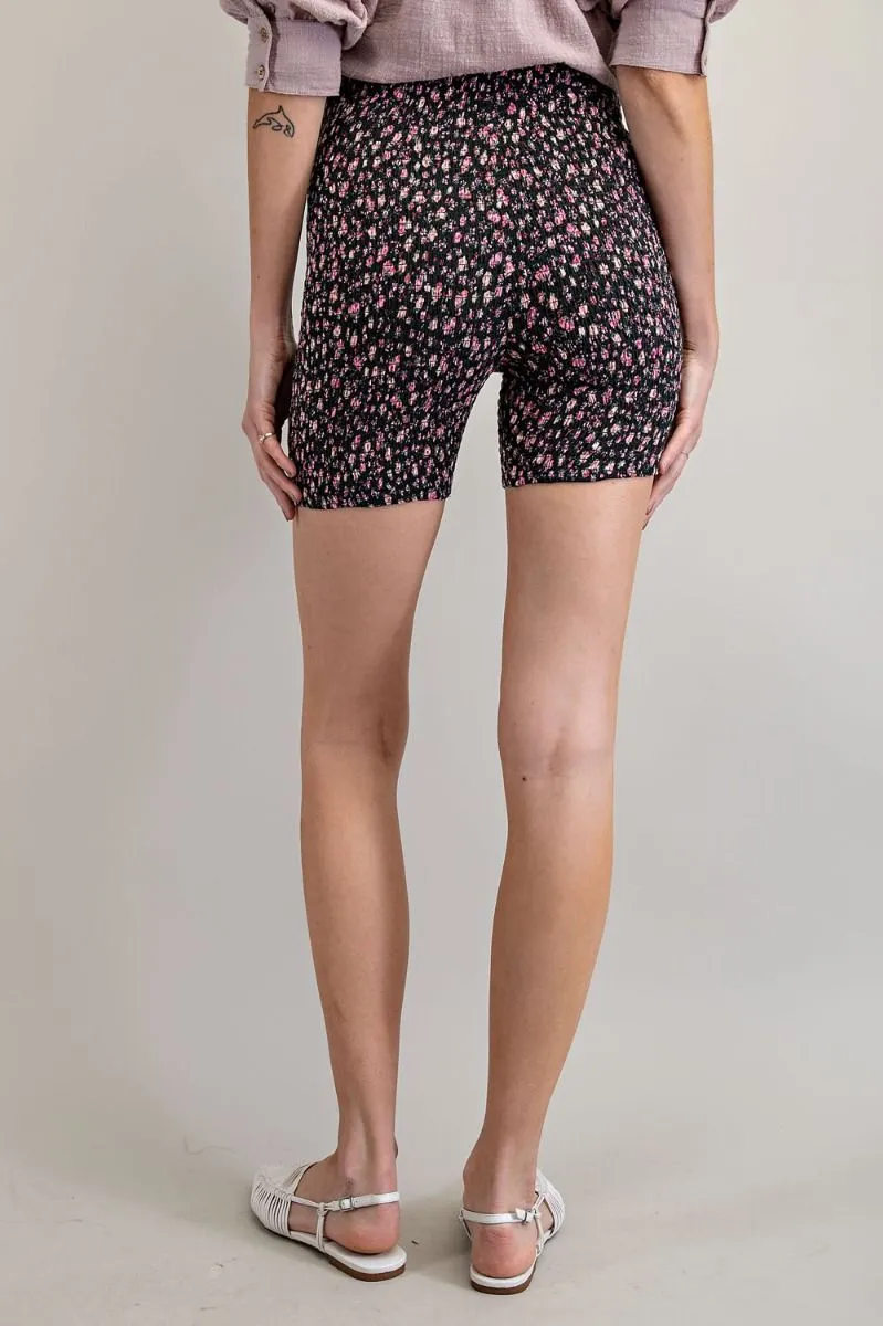 High Waist Smocked Biker Shorts