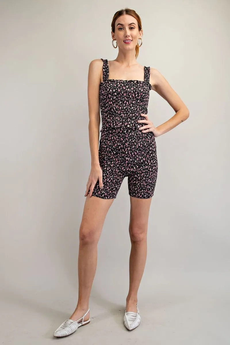High Waist Smocked Biker Shorts