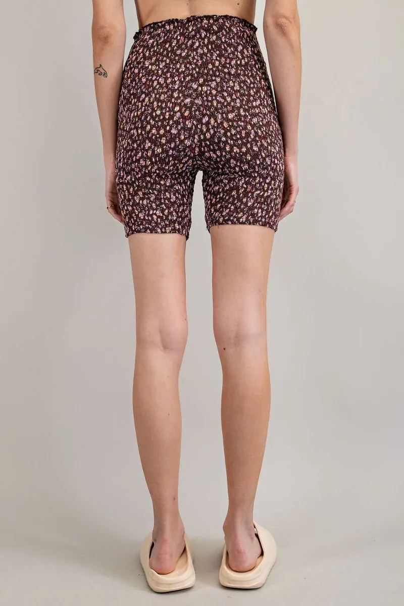 High Waist Smocked Biker Shorts