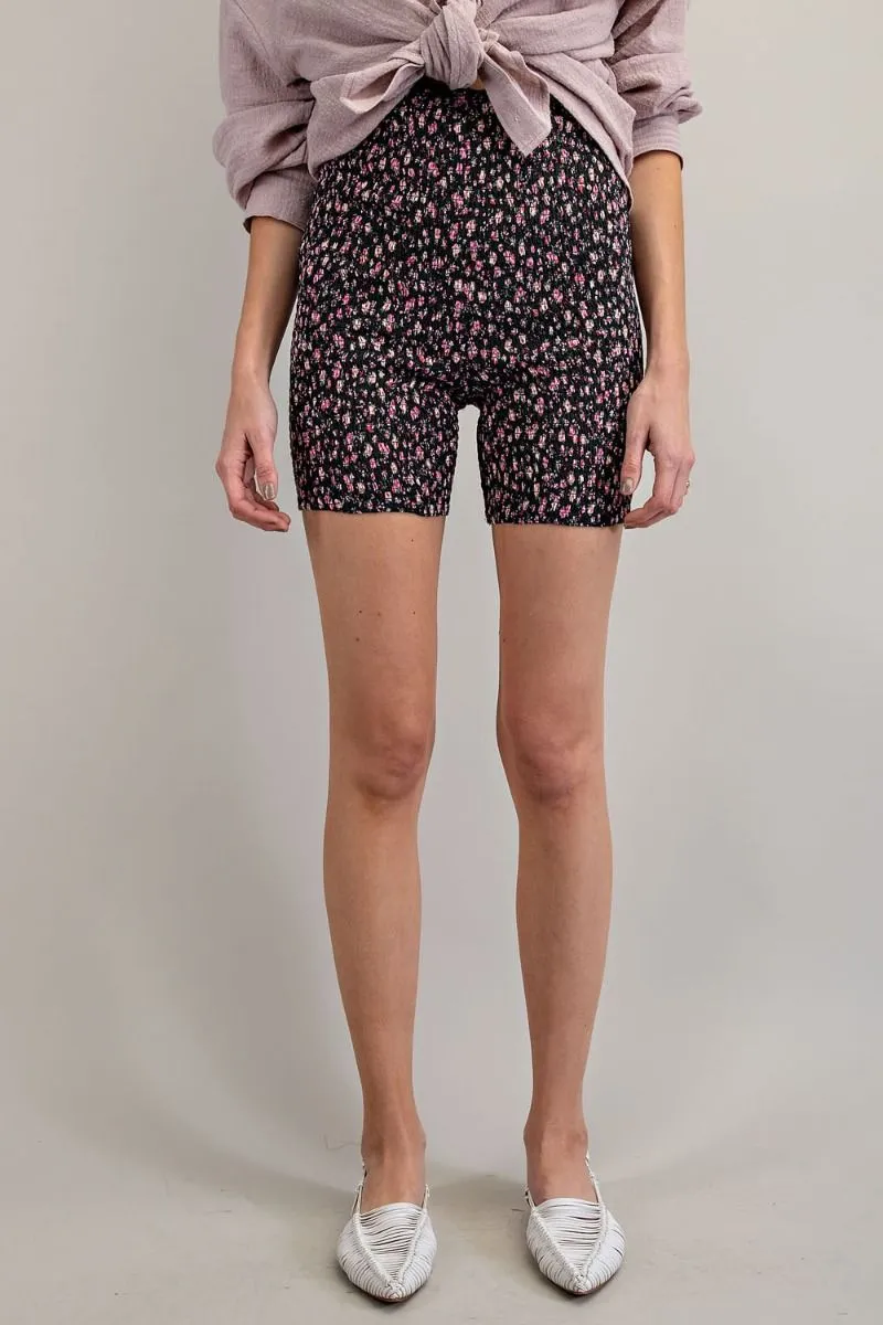 High Waist Smocked Biker Shorts